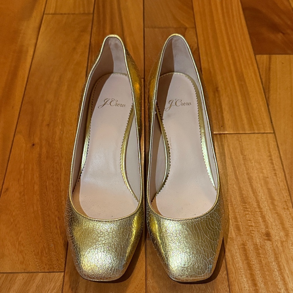 J. Crew Shimmering Gold Heels Size 7